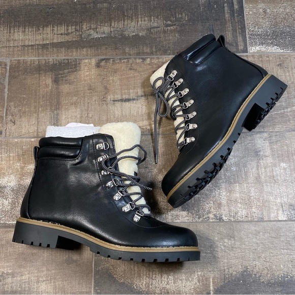 Style & co women’s lace up lug soles faux leather black boots size 9M NEW - Picture 4 of 7